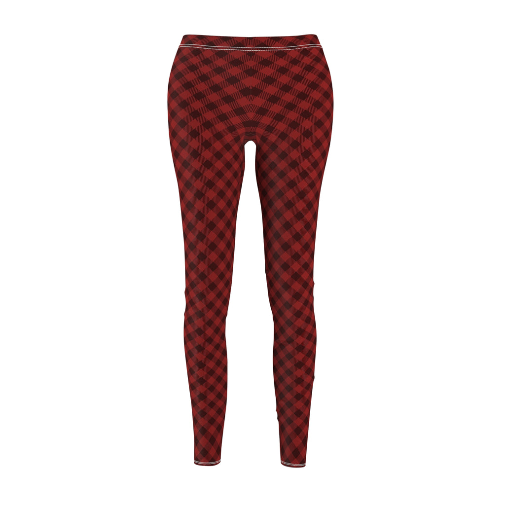 Red Buffalo Plaid Leggings — Cozy Women's Casual Patterned Leggings