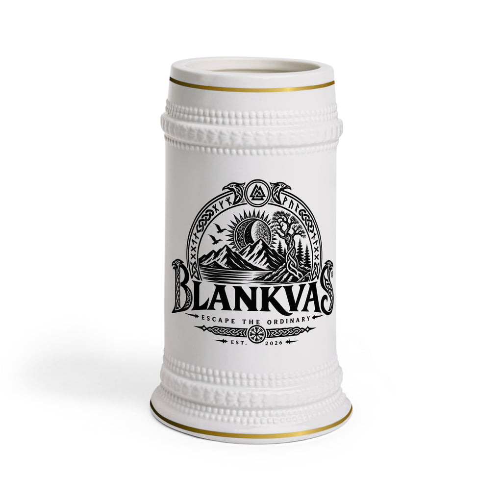 Blankvas Mountain Brewery Beer Stein Mug — Vintage Outdoor Logo Ceramic Stein