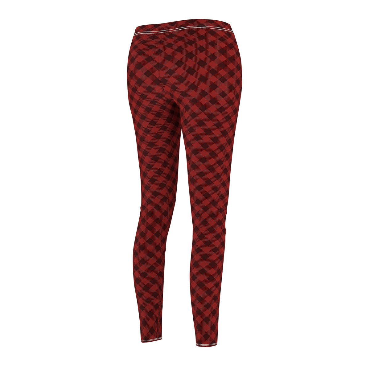 Red Buffalo Plaid Leggings — Cozy Women's Casual Patterned Leggings