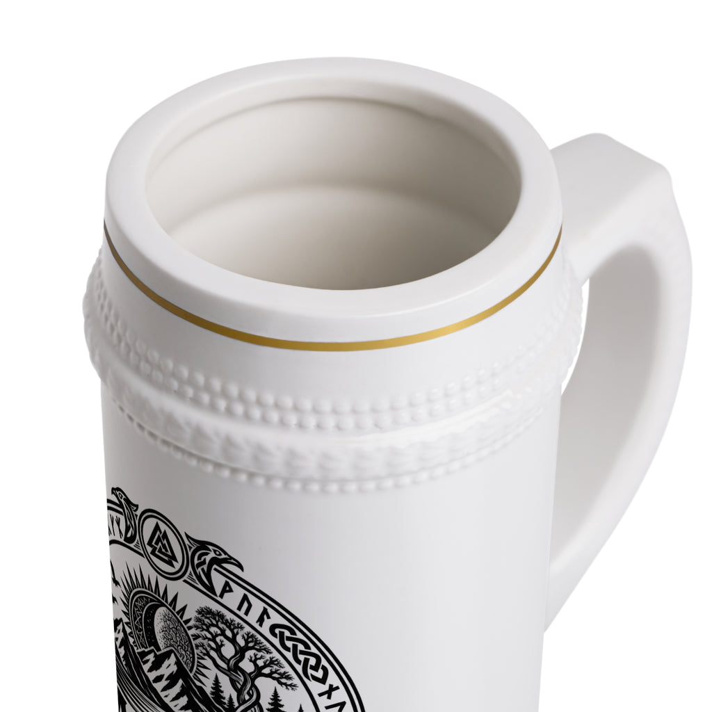 Blankvas Mountain Brewery Beer Stein Mug — Vintage Outdoor Logo Ceramic Stein
