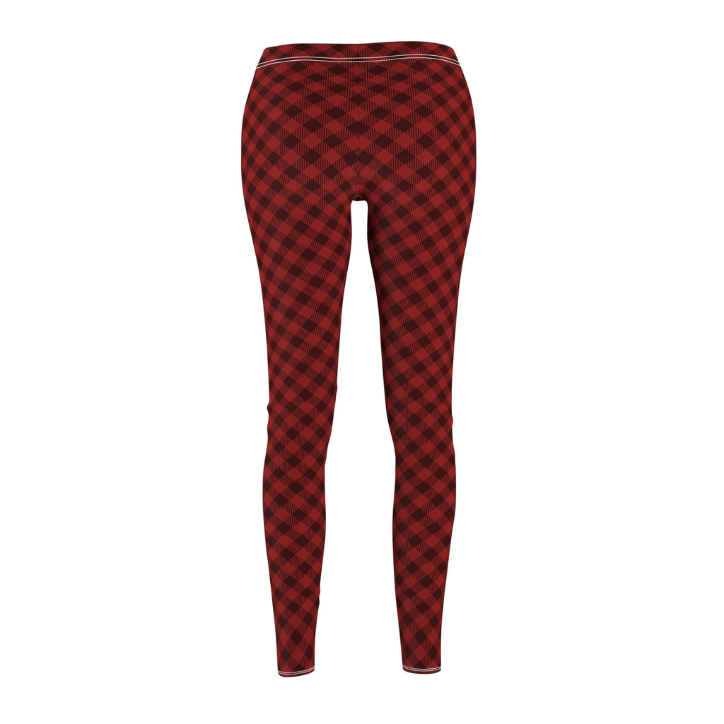 Red Buffalo Plaid Leggings — Cozy Women's Casual Patterned Leggings
