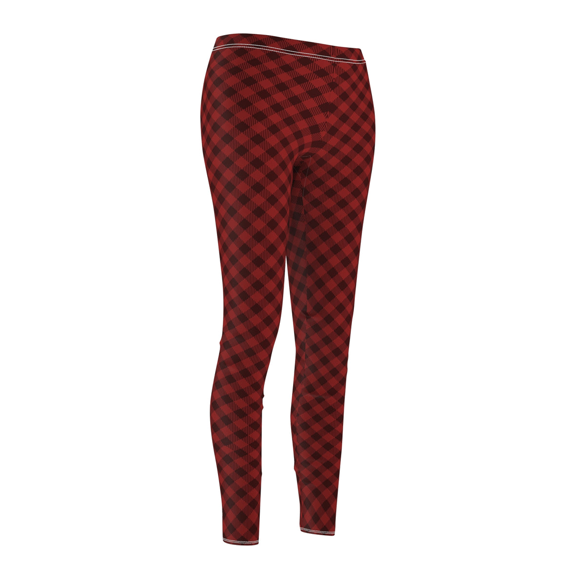Red Buffalo Plaid Leggings — Cozy Women's Casual Patterned Leggings